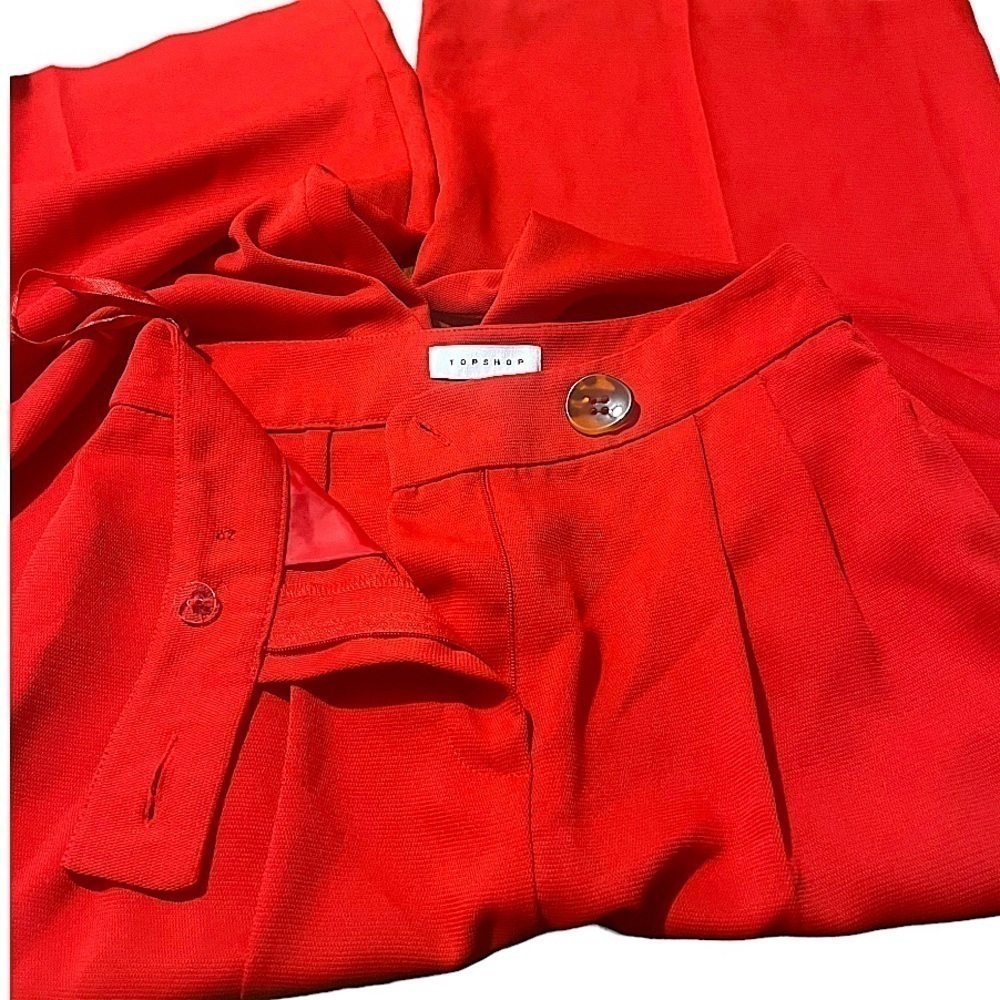 NWOT Topshop Rich Red Women's Trousers Size 2 - Picture 4 of 9